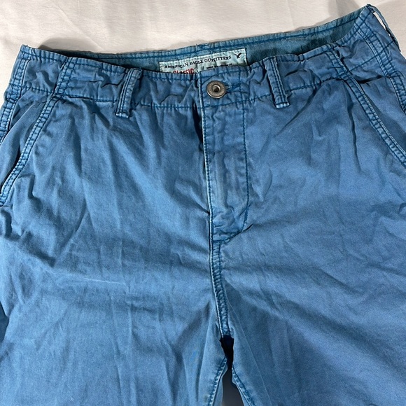 American Eagle mens cobalt blue Classic flat front 10" chino shorts - size 32 - Picture 1 of 11